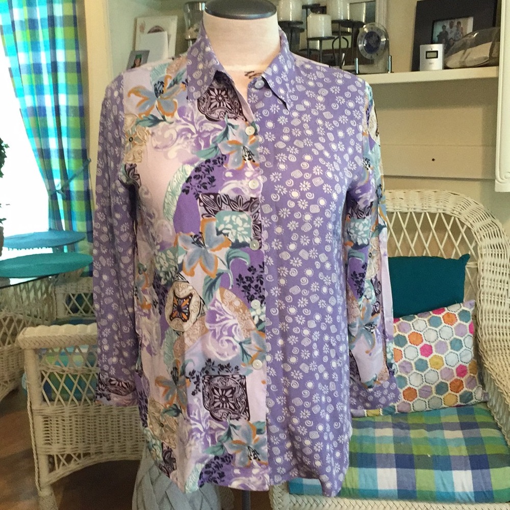 KOOS of course! Large 100% Silk Floral Blouse